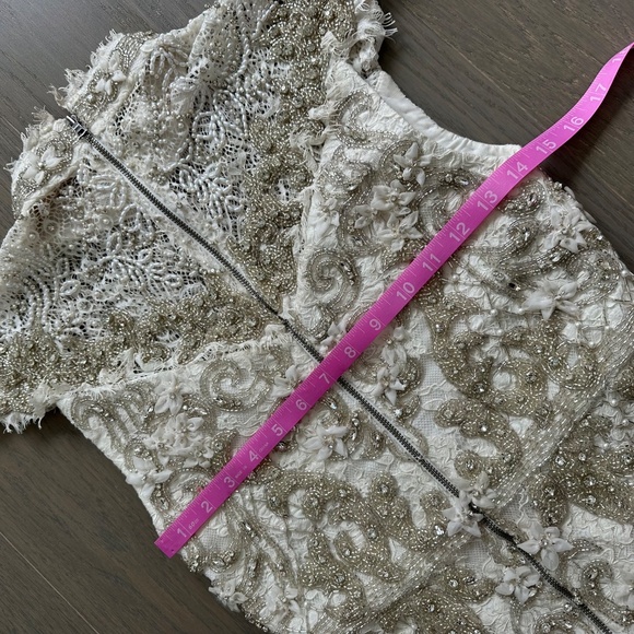 Alice + Olivia PRIA White Beaded Rhinestone Crystal Mini Dress Lace - Size 2 - Picture 12 of 14